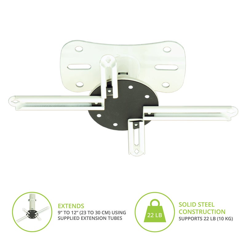 Kanto P101W Universal Projector Ceiling Mount | Solid Steel Construction | Easy to Install | White - Image 3